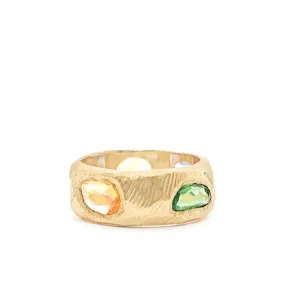 Page Sargisson 18k Gold Handmade Four Sapphire One Tsavorite Rainbow Ring