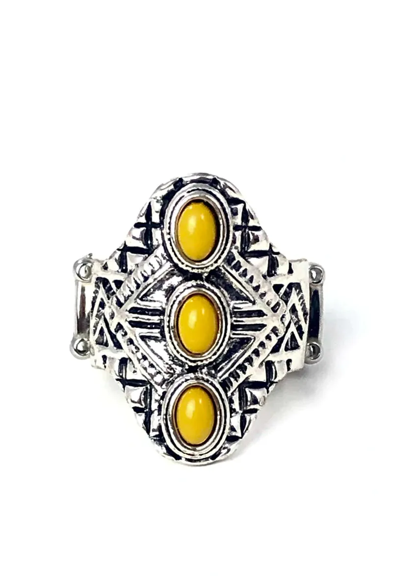 Paparazzi Accessories  - Mayan Motif  #RO1/D1 -  Yellow ring