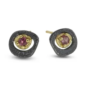 Pink Tourmaline Pebble Stud Earrings