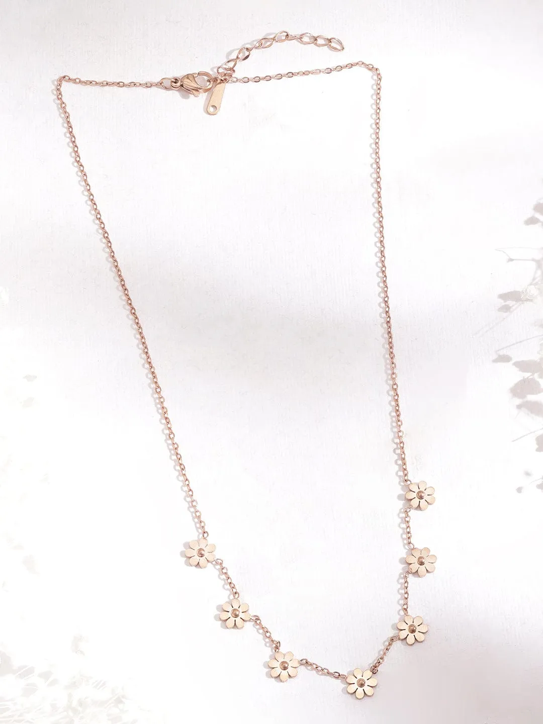 Rubans Rose Gold Plated Floral  Necklace