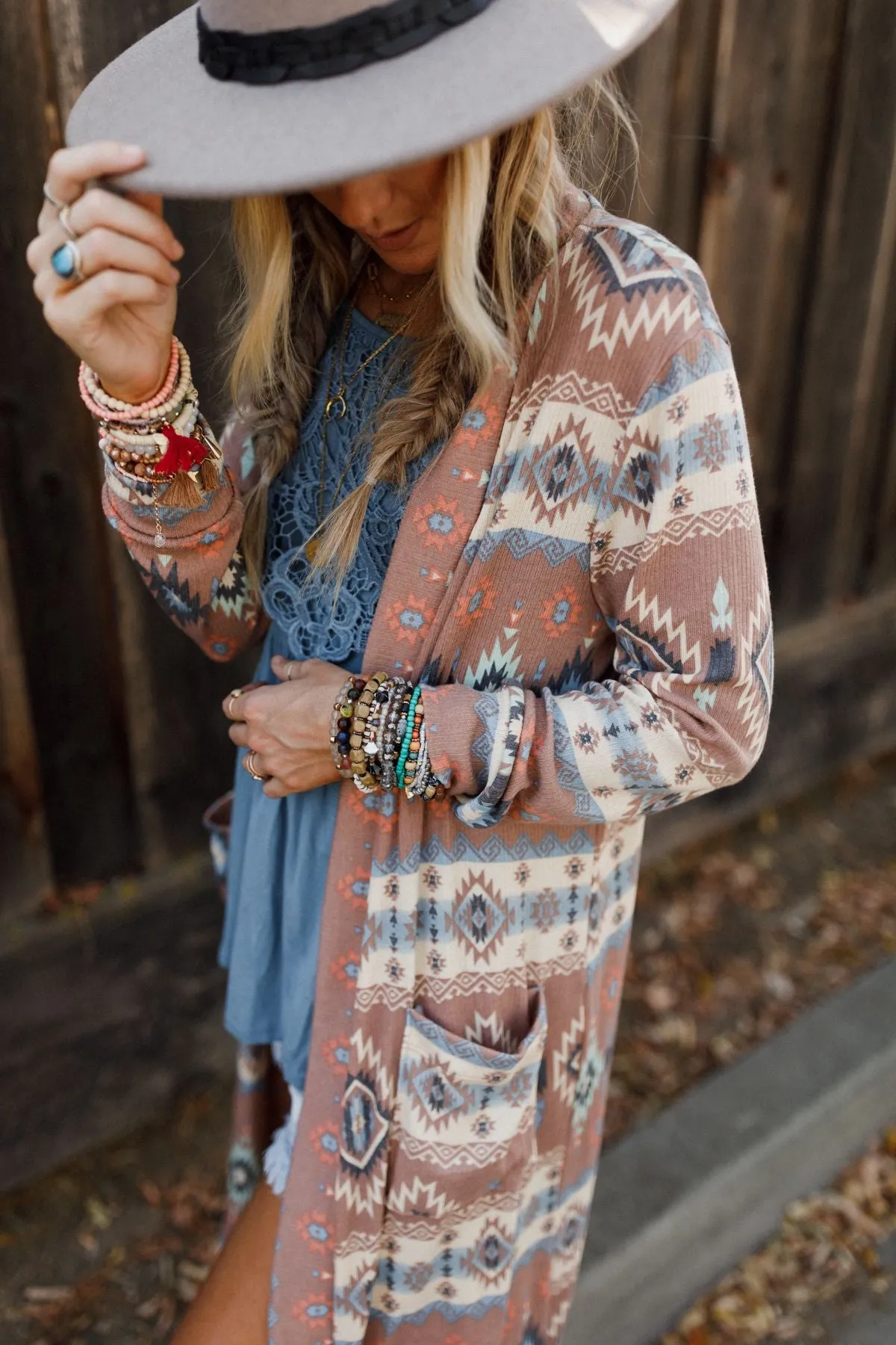 Santa Fe Rose Duster Cardigan - Multi