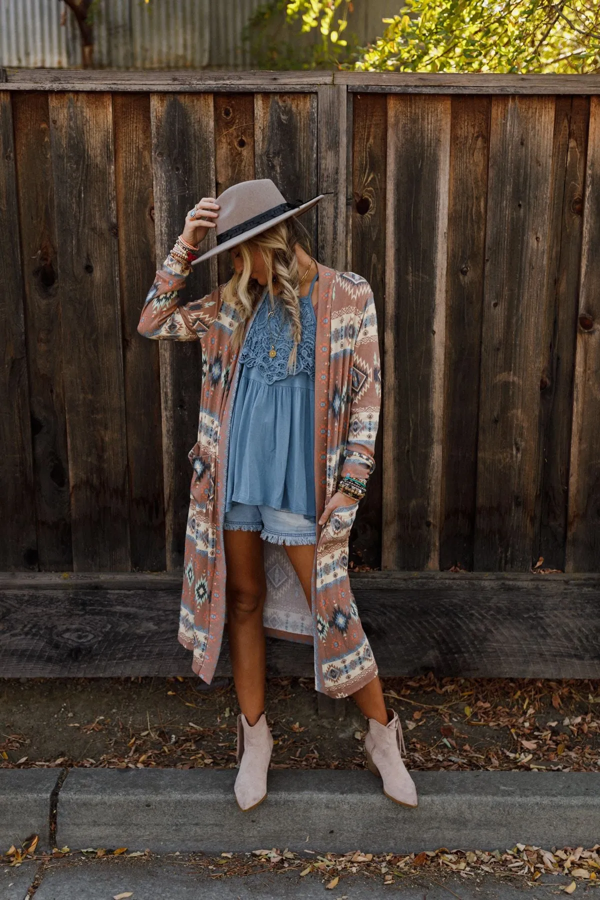 Santa Fe Rose Duster Cardigan - Multi