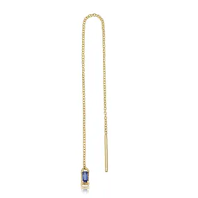 Sapphire Baguette Threader Earring