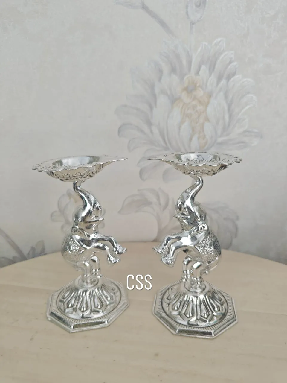 Set of 10 Pairs  , Silver plated Elephant diyas For Return Gifts-CSY001ED