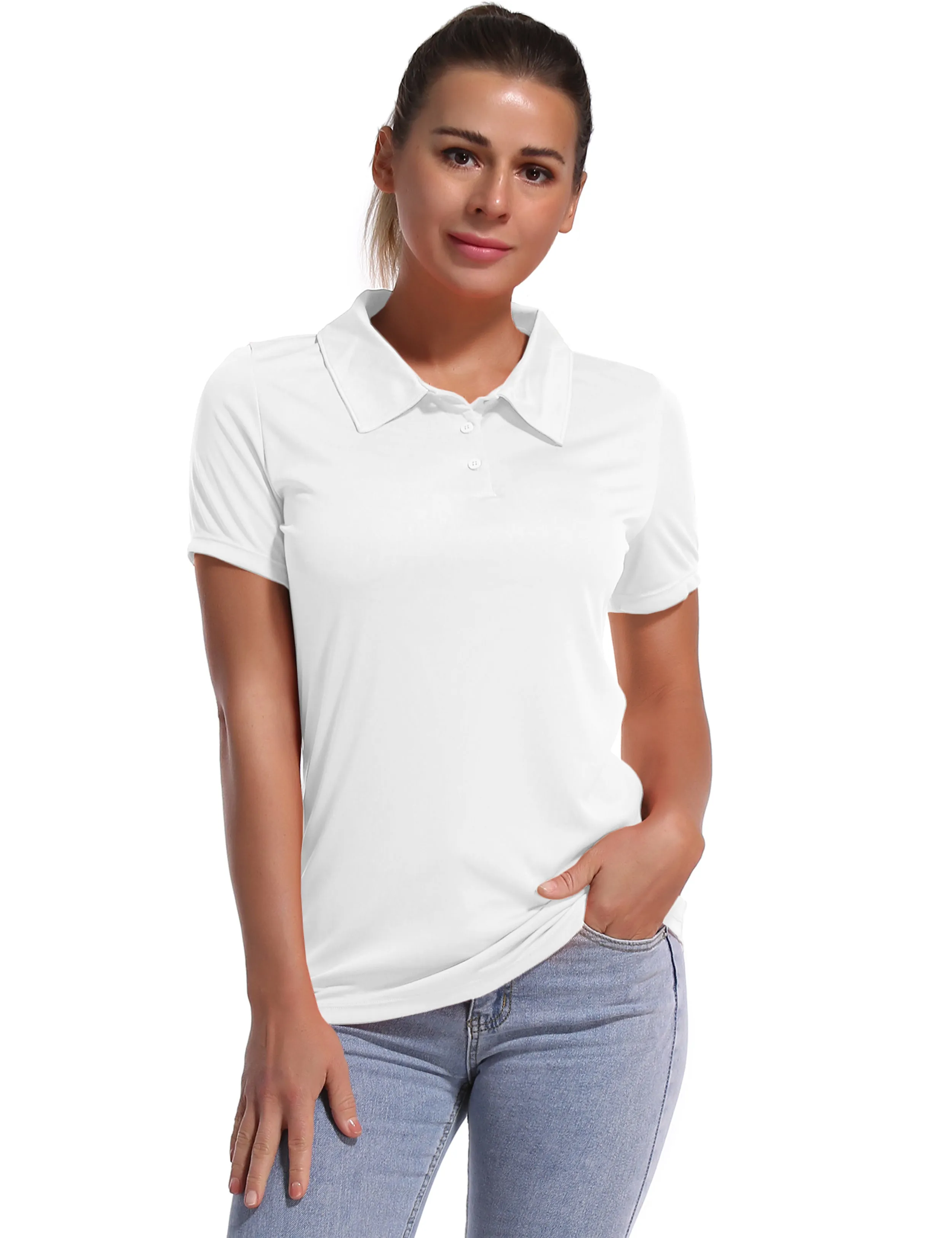 Short Sleeve Slim Fit Polo Shirt white_yogastudio