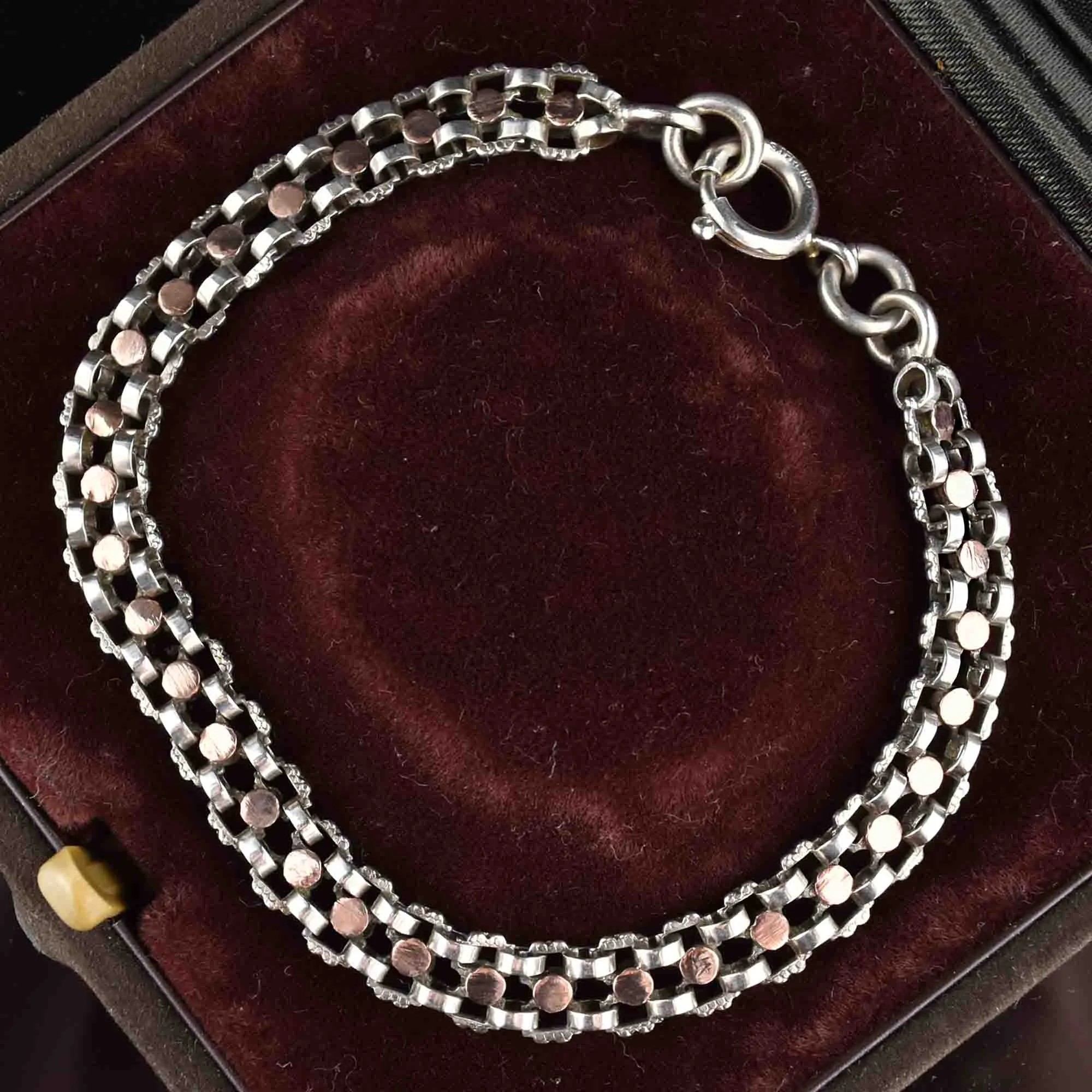 Silver Rose Gold Book Chain Fancy Link Bracelet