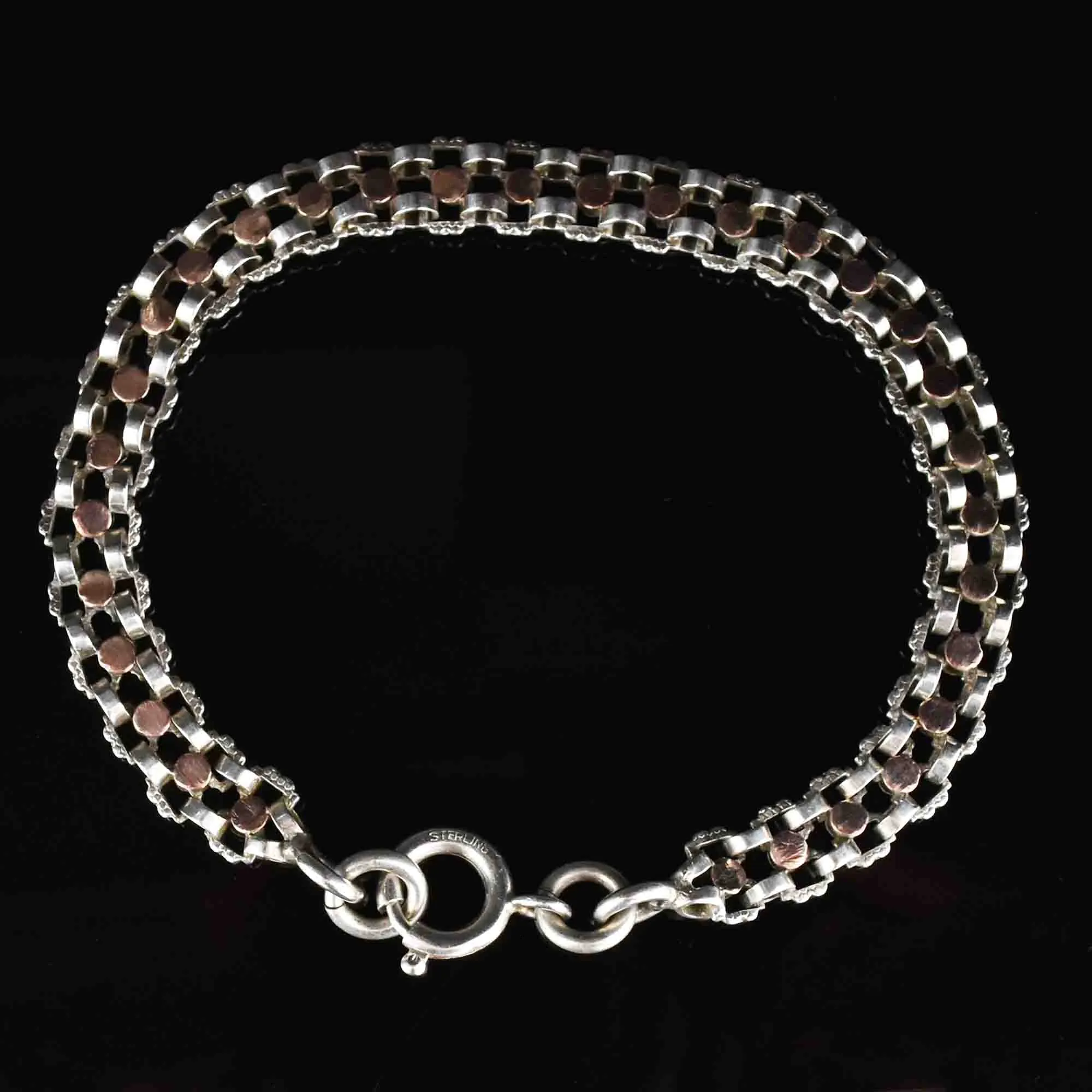 Silver Rose Gold Book Chain Fancy Link Bracelet