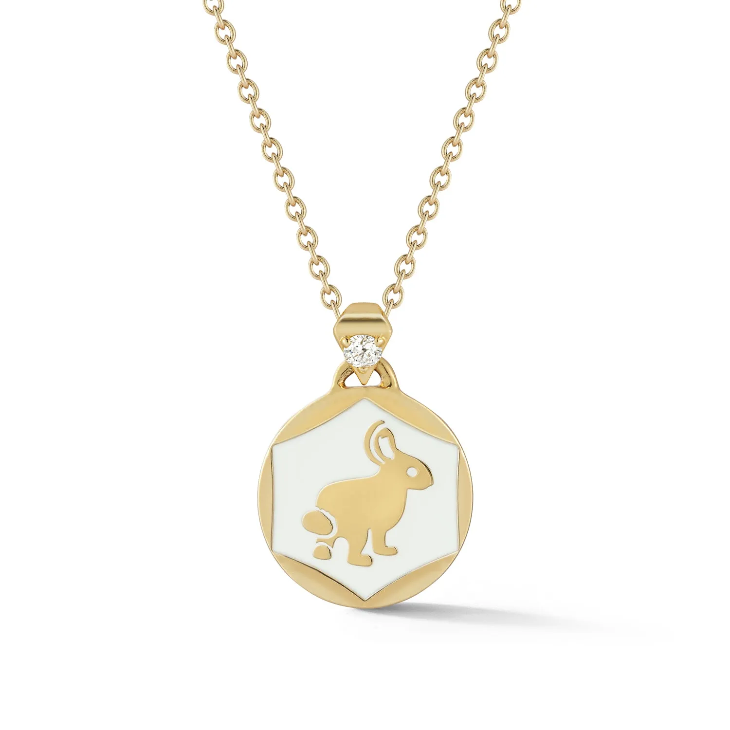 Trickster Bunny Pendant White Enamel