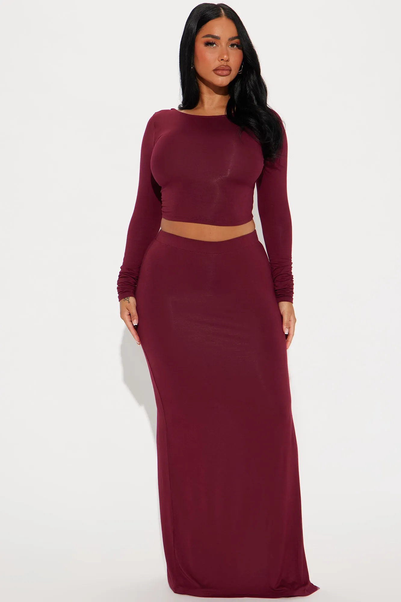 Valeria Skirt Set - Burgundy