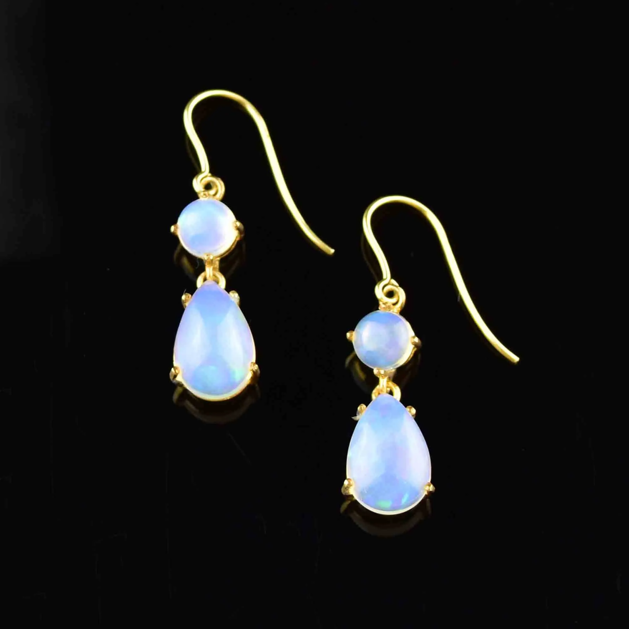 Vintage Art Deco Style Jelly Opal Drop Earrings