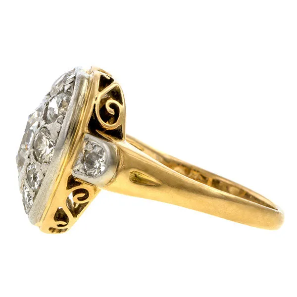 Vintage Diamond Heart Ring, Pear Brilliant 0.60ct.