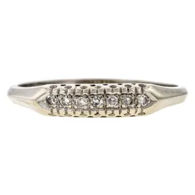 Vintage Wedding Band Ring, Diamond and White Gold