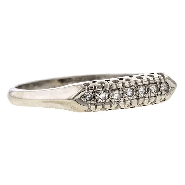 Vintage Wedding Band Ring, Diamond and White Gold