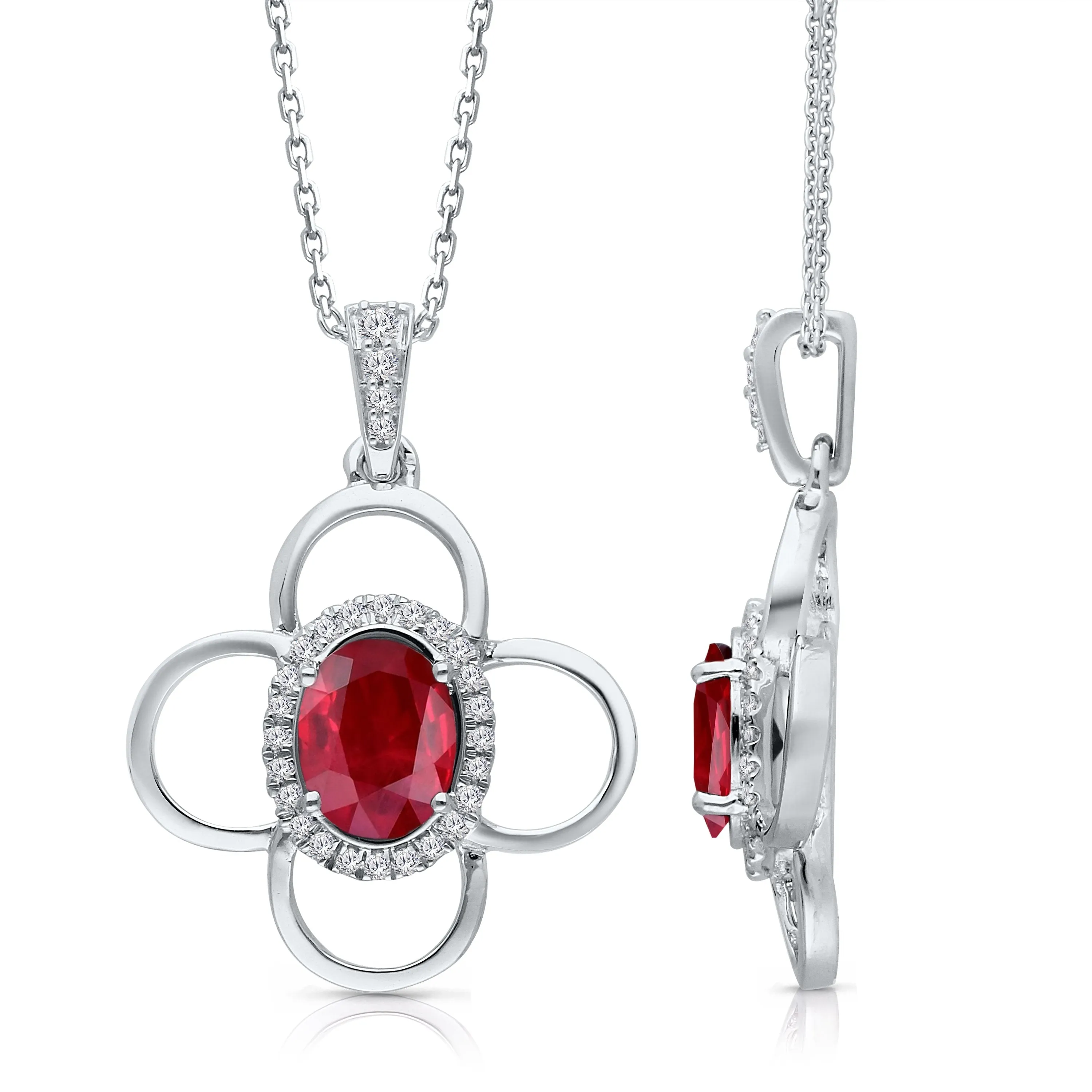 White Gold Ruby & Diamond Heirloom Necklace