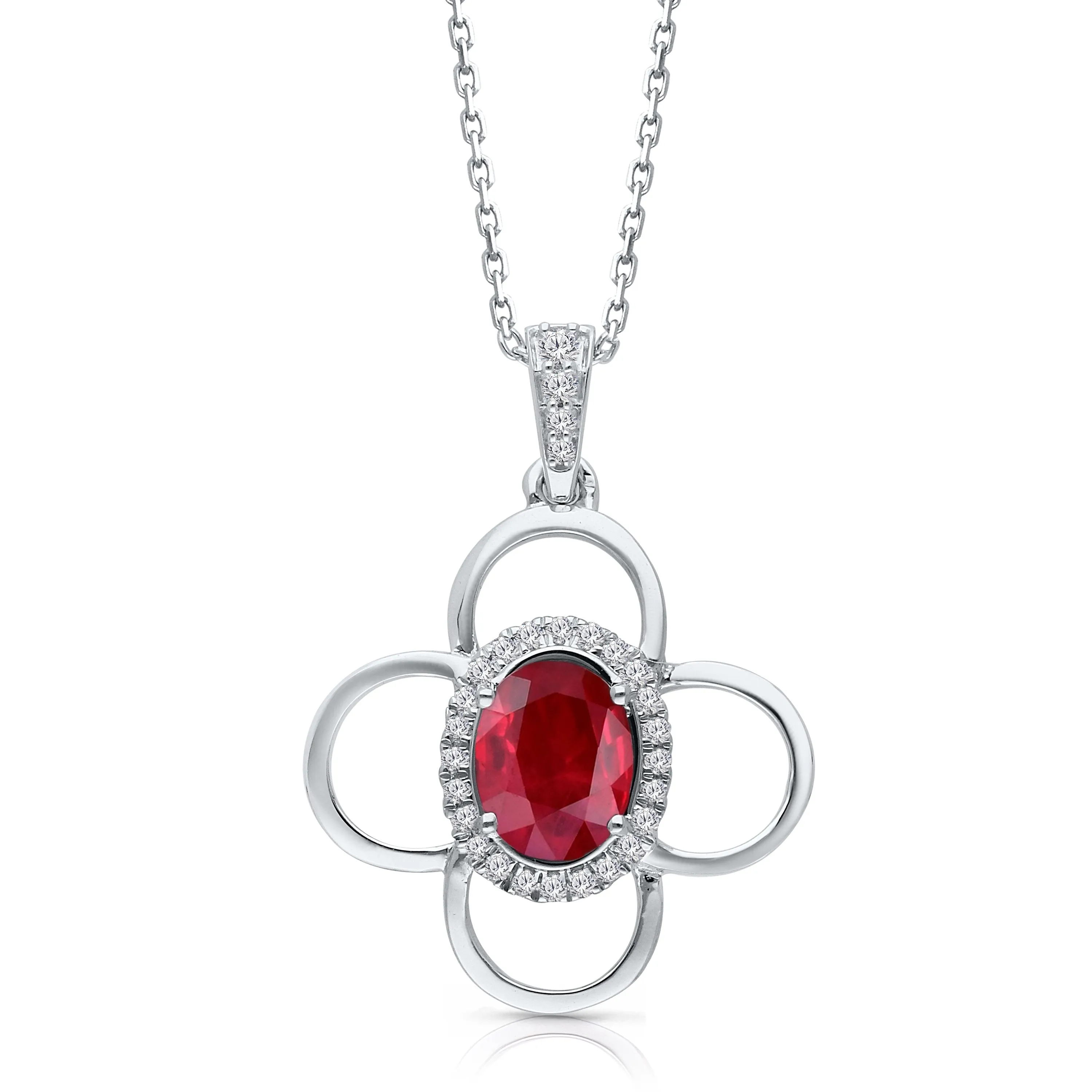 White Gold Ruby & Diamond Heirloom Necklace