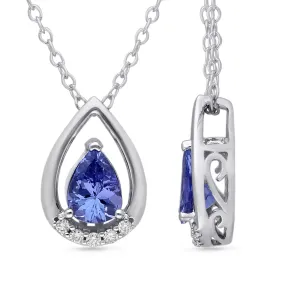 White Gold Tanzanite & Diamond Heirloom Pendant