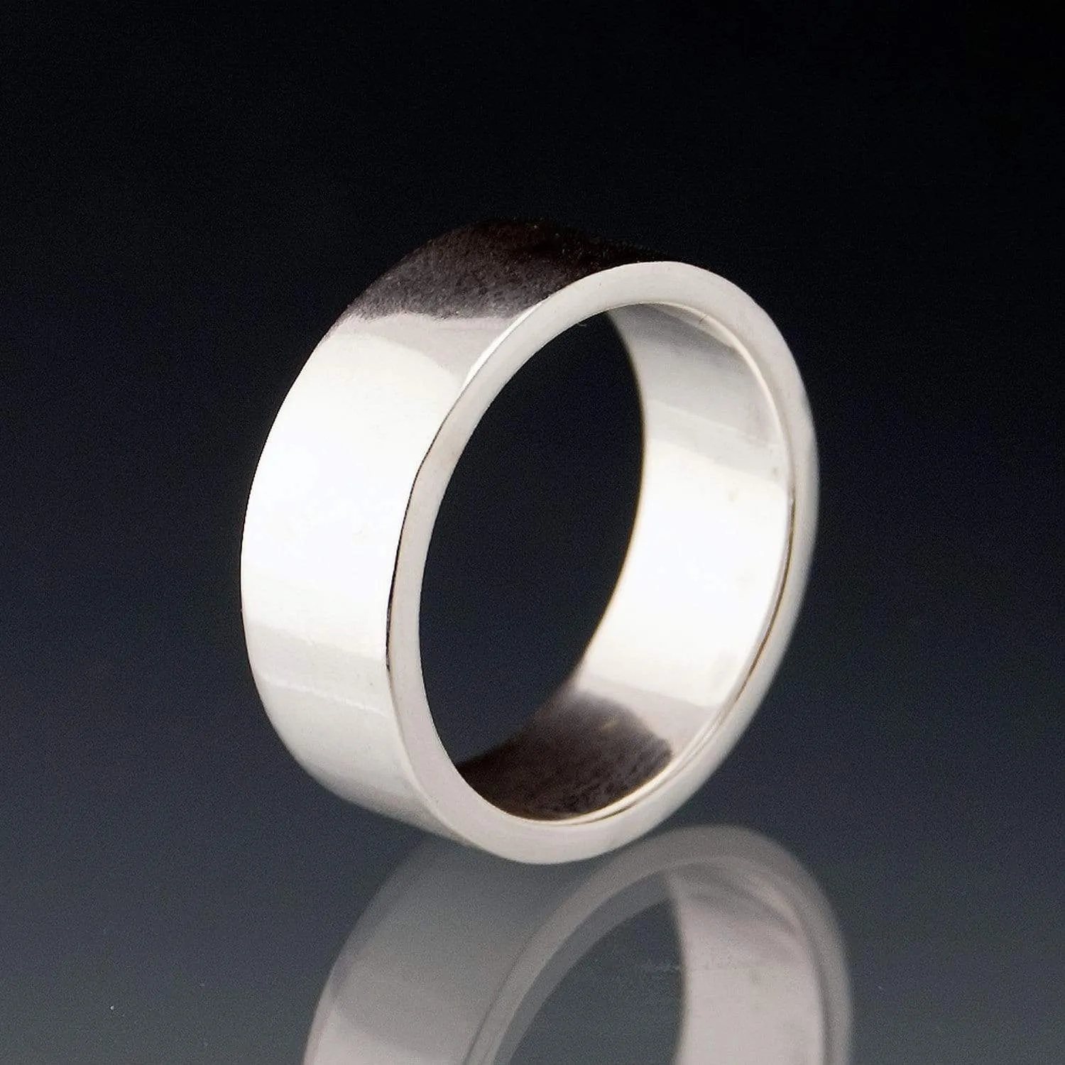 Wide Flat Modern Simple Wedding Band