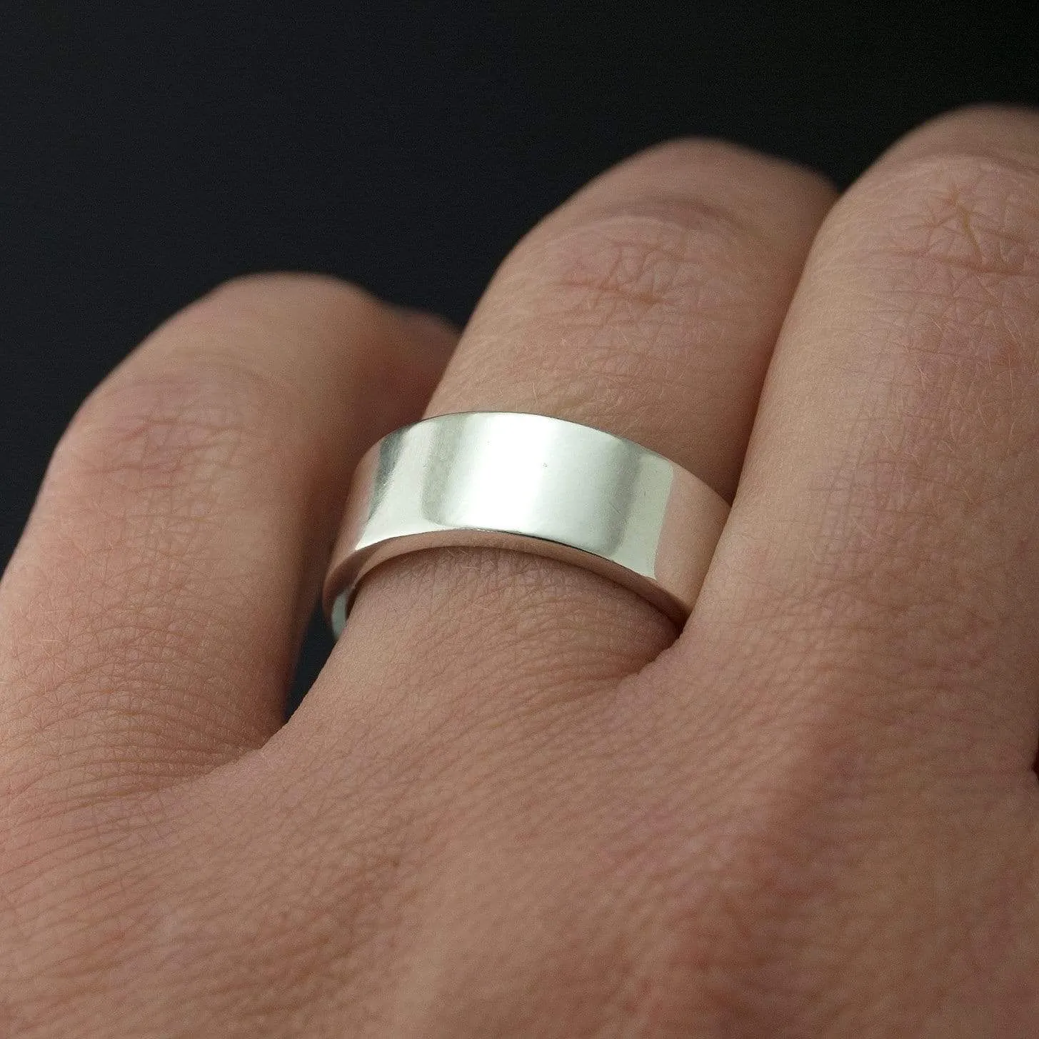 Wide Flat Modern Simple Wedding Band