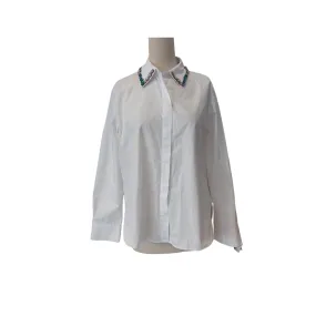 ZARA White Collared Rhinestone Shirt | Pre loved |