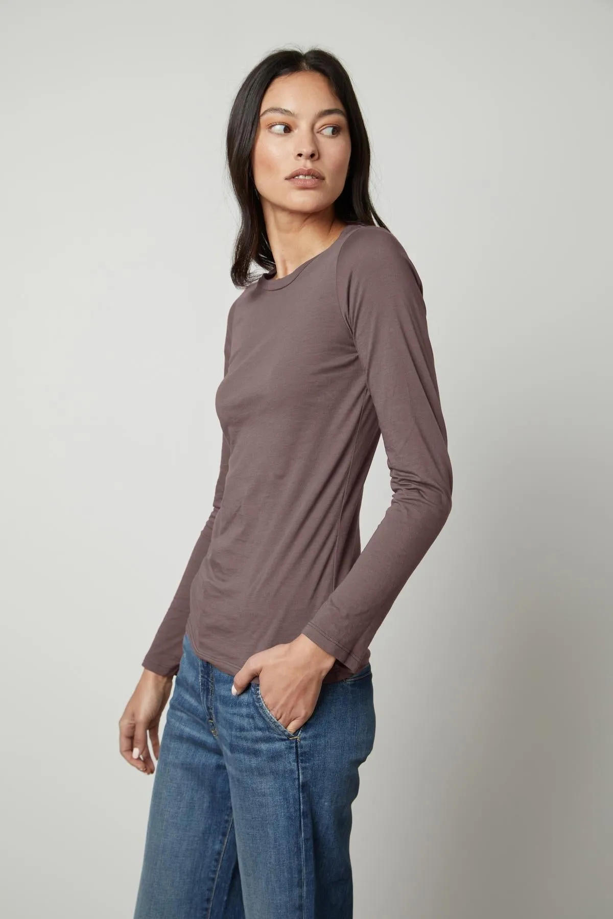 ZOFINA GAUZY WHISPER FITTED CREW NECK TEE